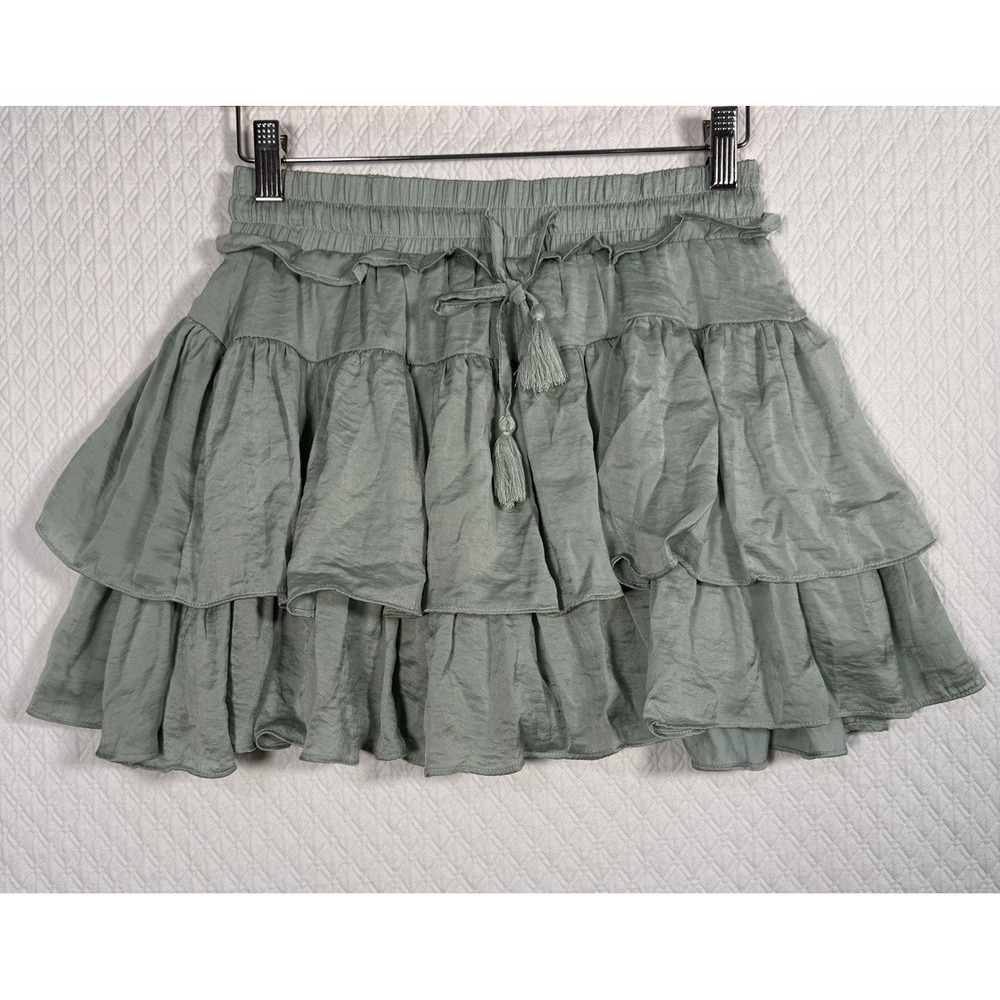 Day‎ + Moon Mini Skort/Skirt M Mint Green Lined Flare drawstring Stretch Ballet